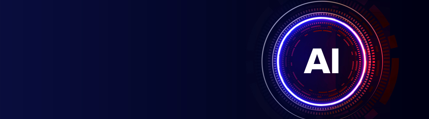 The word 'AI' is written inside a digital circle